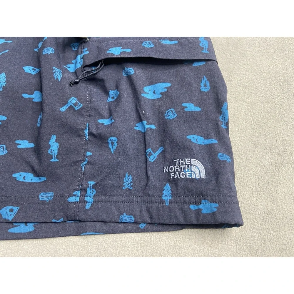 The North Face Shorts Men Large Blue Woods Print Class V Pull-On Nylon Hike Belt